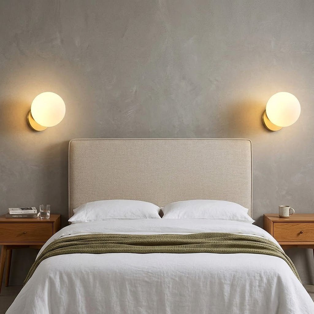 Olo Sphere Bedside Wall Lamp in Gold Finish - Lattea Global