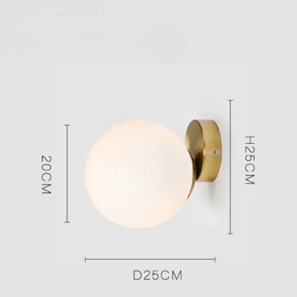 Olo Sphere Bedside Wall Lamp in Gold Finish - Lattea Global
