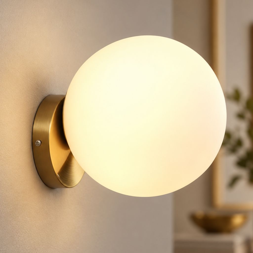 Olo Gold Glass Sphere Wall Light with E27 Fitting