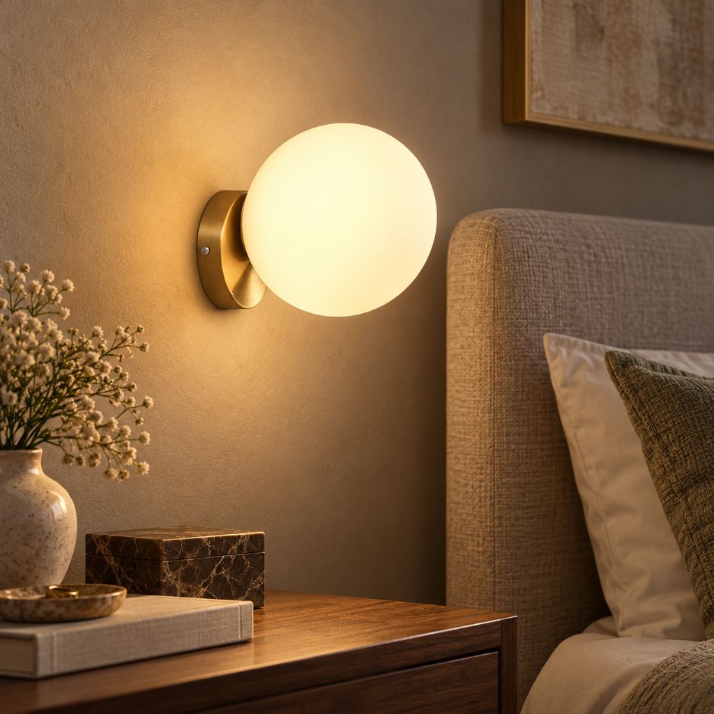 Olo Gold Glass Sphere Wall Light with E27 Fitting