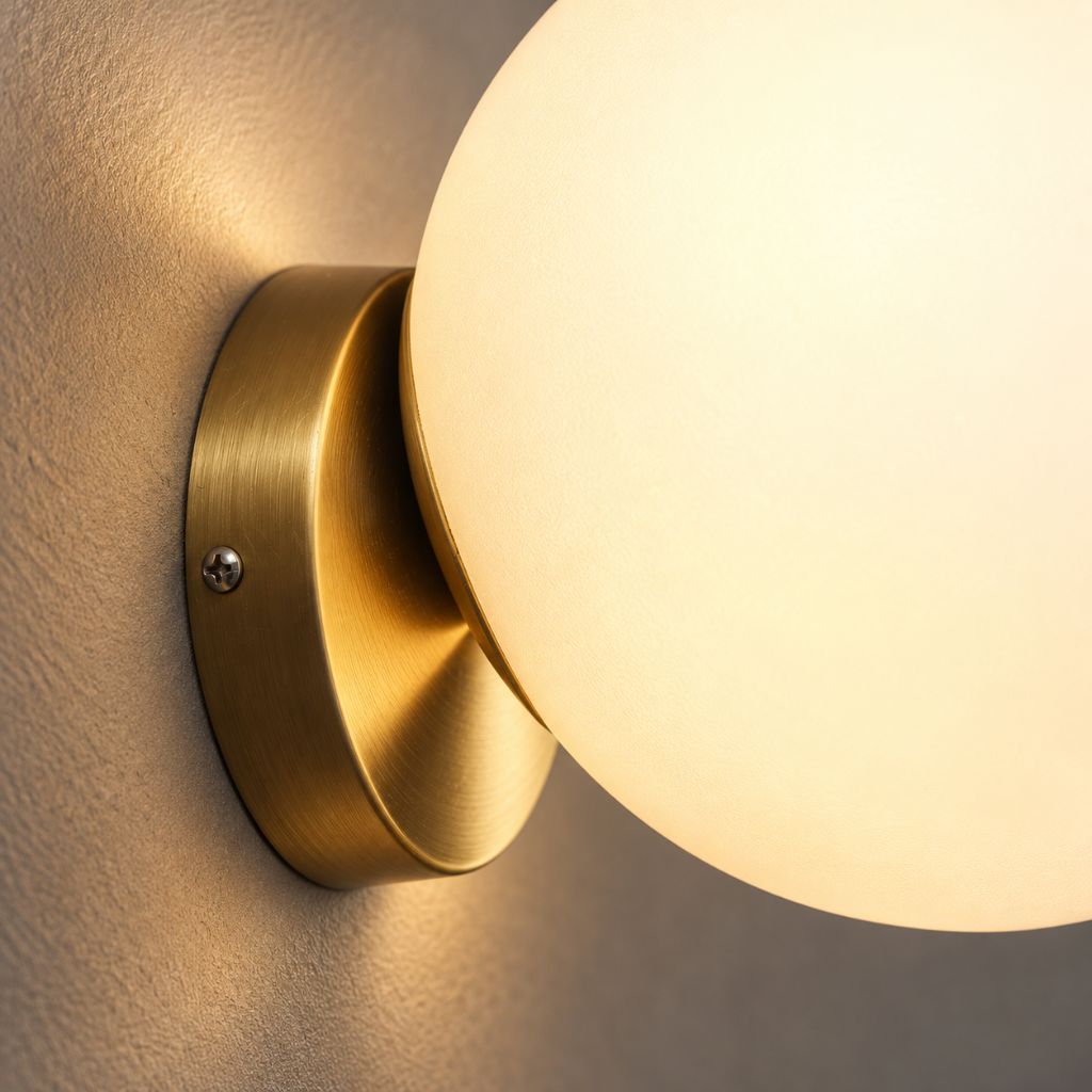 Olo Gold Glass Sphere Wall Light with E27 Fitting