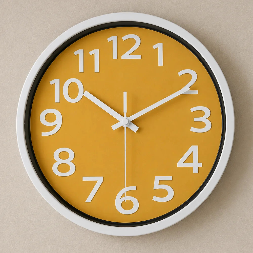 Orange wall clock minimalist nordic style