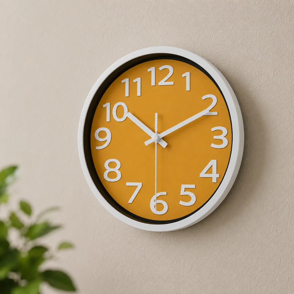 Orange wall clock minimalist nordic style – view 2