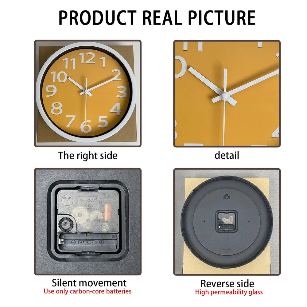 Orange wall clock minimalist nordic style – view 6