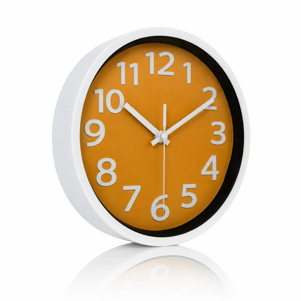 Orange wall clock minimalist nordic style – view 7