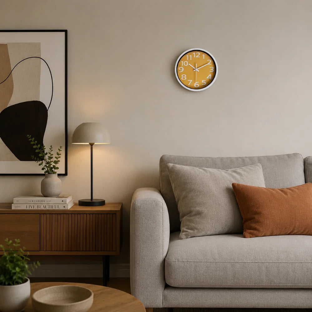 Orange wall clock minimalist nordic style – view 8