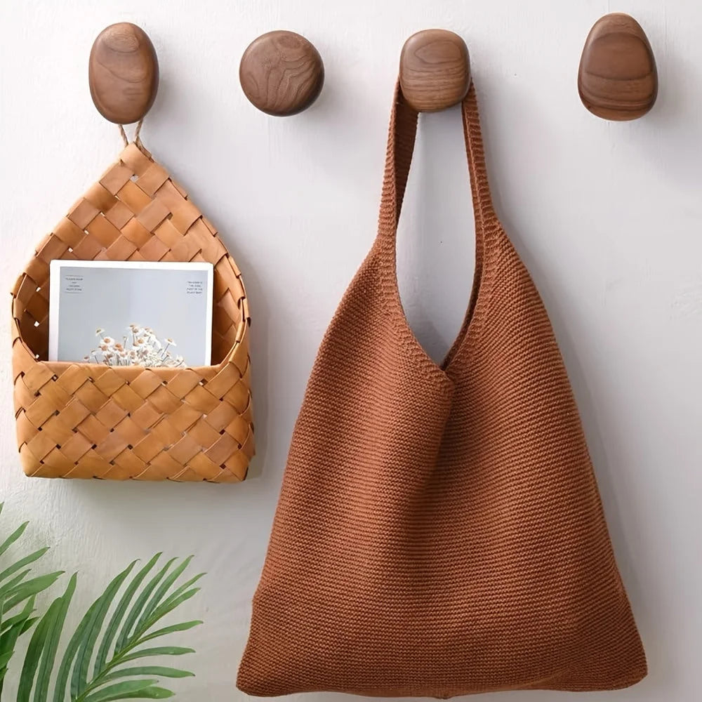 Organic pebble solid wood wall hooks set of 4 – view 2