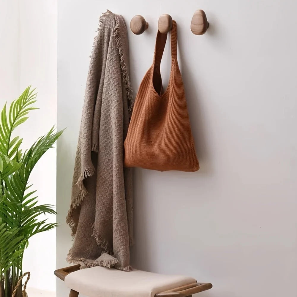 Organic pebble solid wood wall hooks set of 4 – view 3