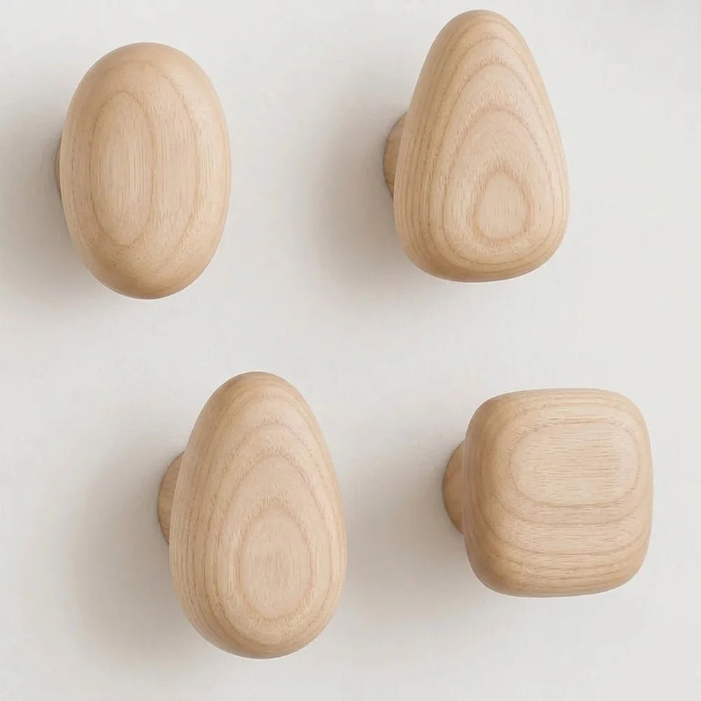 Organic pebble solid wood wall hooks set of 4 – view 13
