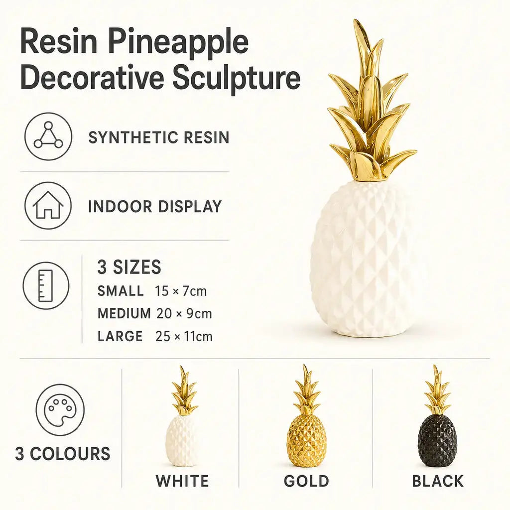 Resin Pineapple Decorative Sculpture specifications, sizes and colours