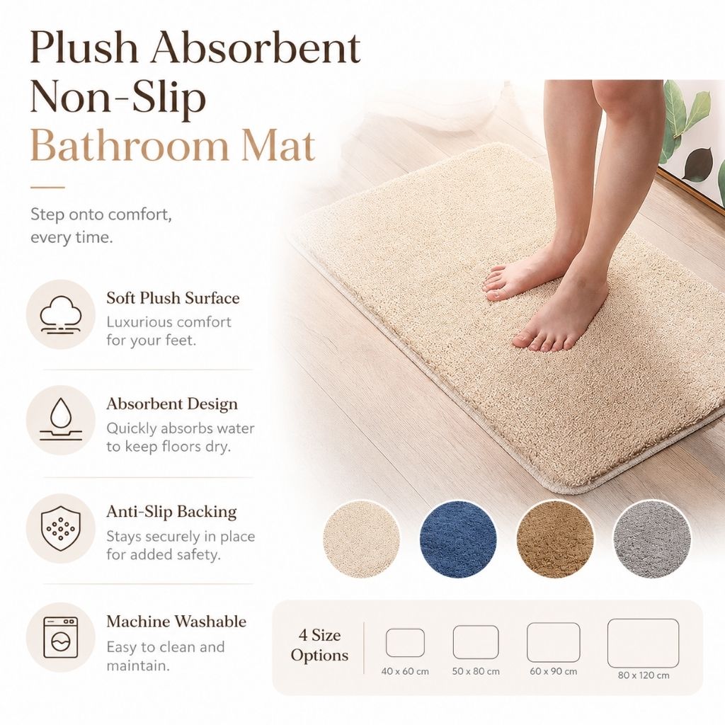Plush Absorbent Non-Slip Bathroom Mat