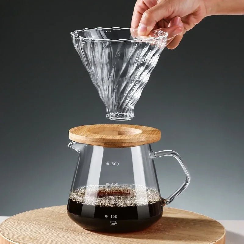 Pour Over Coffee Set with Wood Holder and Sharing Pot - Lattea Global