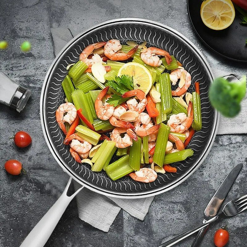 Premium Honeycomb Non - Stick Wok – Stainless Steel Perfect for Stir - Fry - Lattea Global