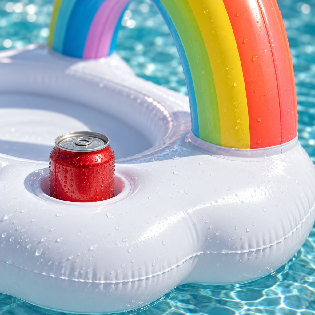Rainbow Inflatable Pool Drinks Tray with Cup Holders