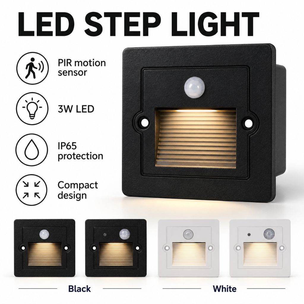 Recessed LED Step Light with PIR Motion Sensor 3W IP65