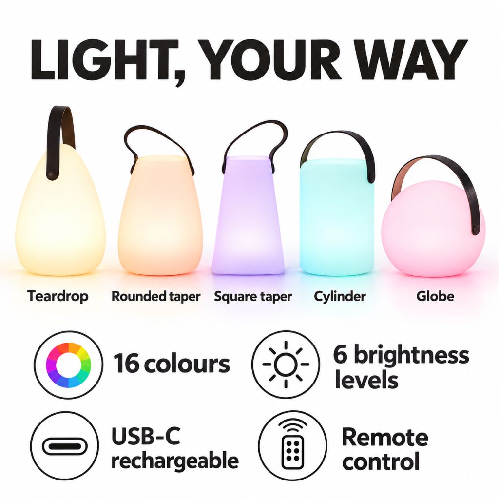 Rechargeable RGB LED Lantern with Handle and Remote Control