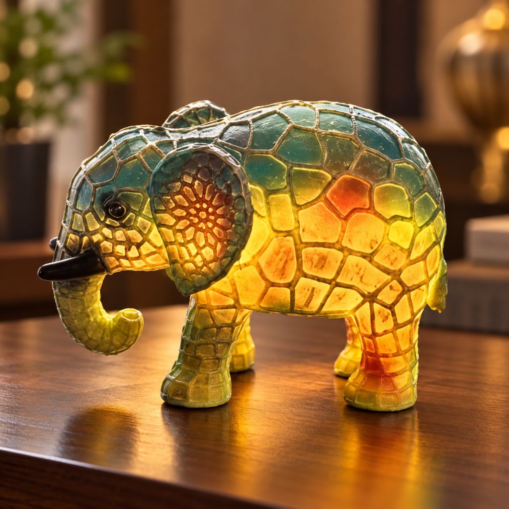 Resin Animal LED Table Lamp with Stained Glass Effect