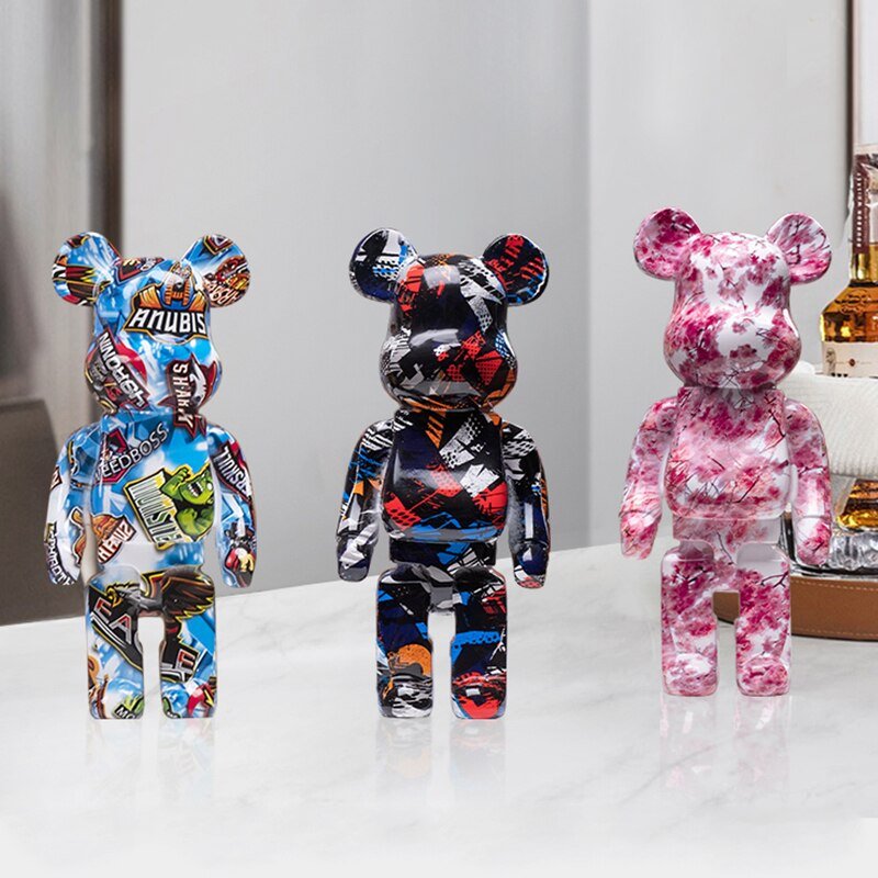 Resin Bear Sculpture with Graffiti Street Art Design - Lattea Global