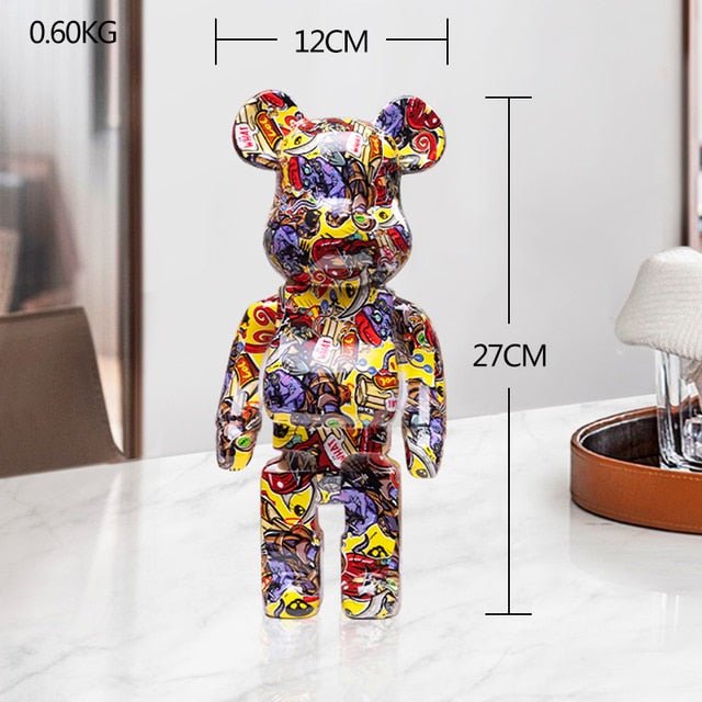Resin Bear Sculpture with Graffiti Street Art Design - Lattea Global