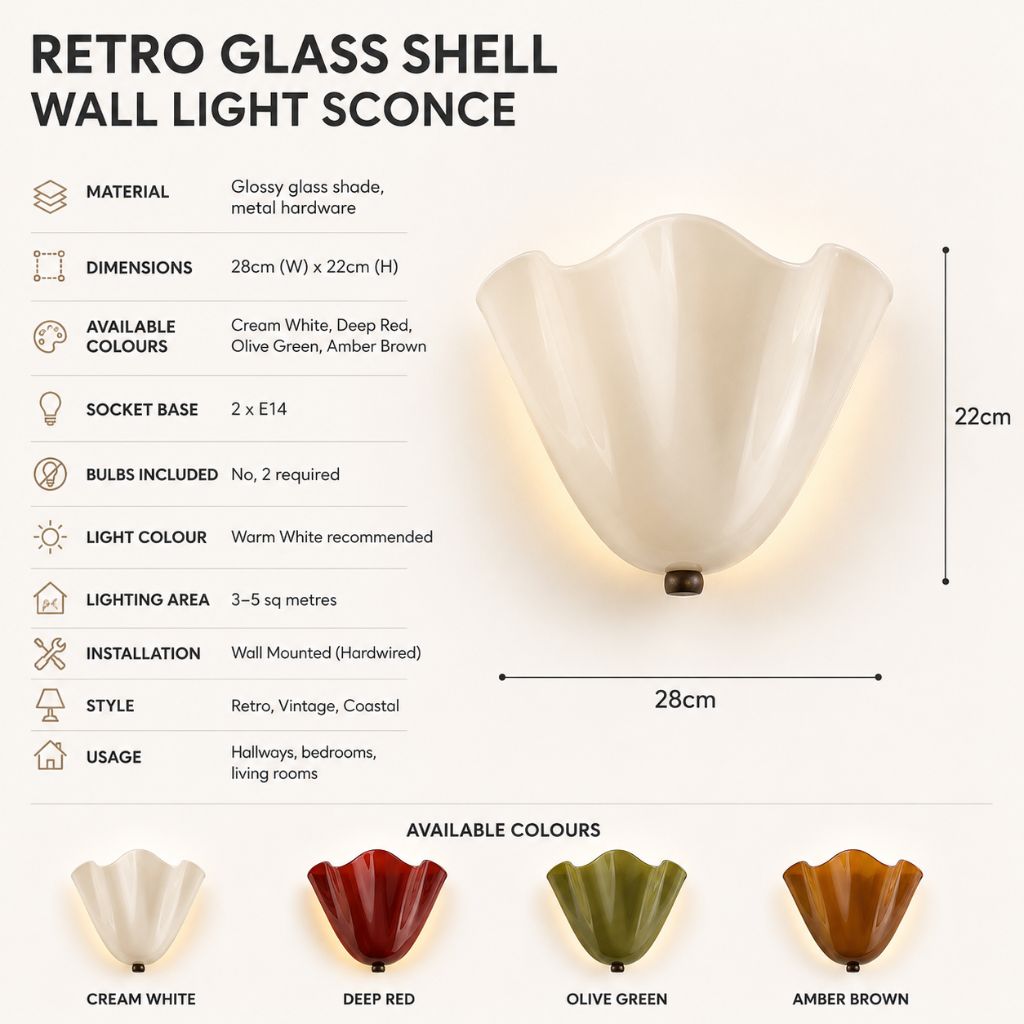 Retro Glass Shell Wall Light Sconce