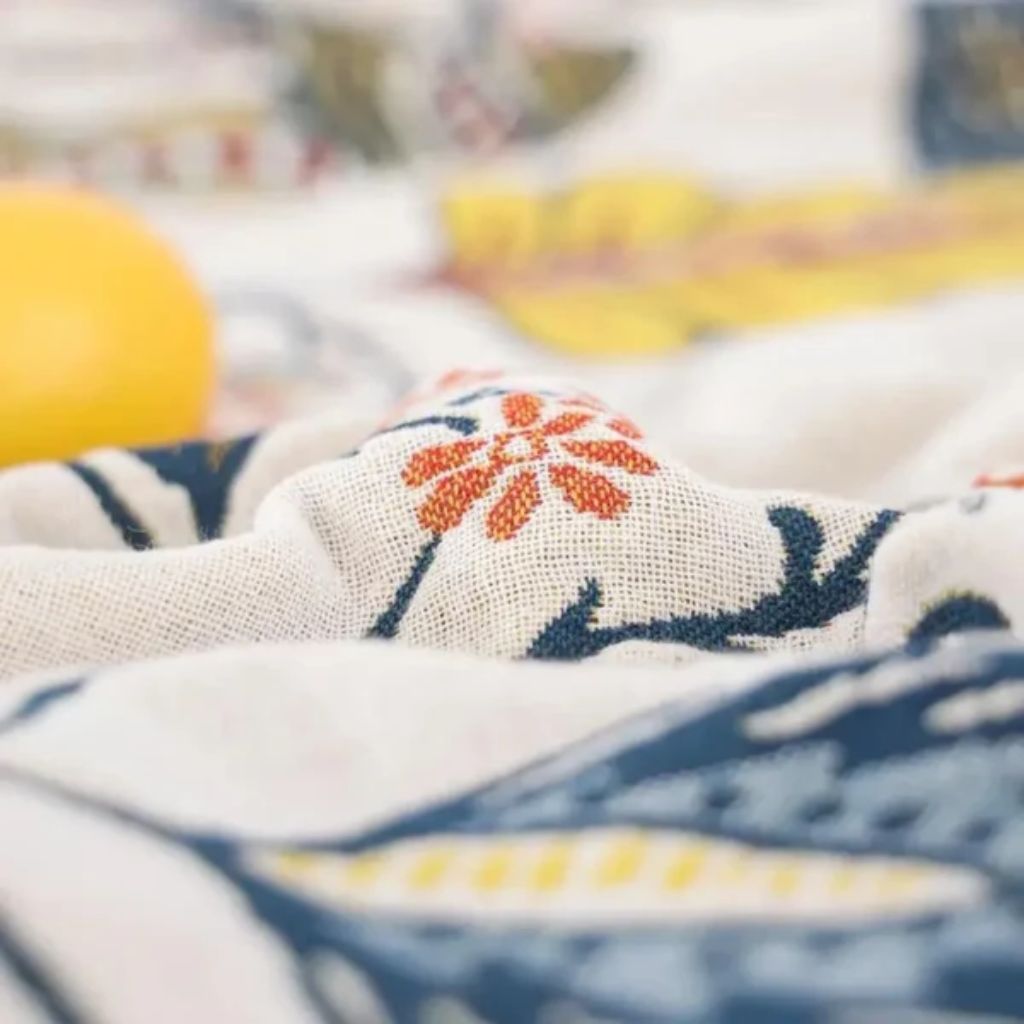 Reversible Floral Cotton Jacquard Throw Blanket