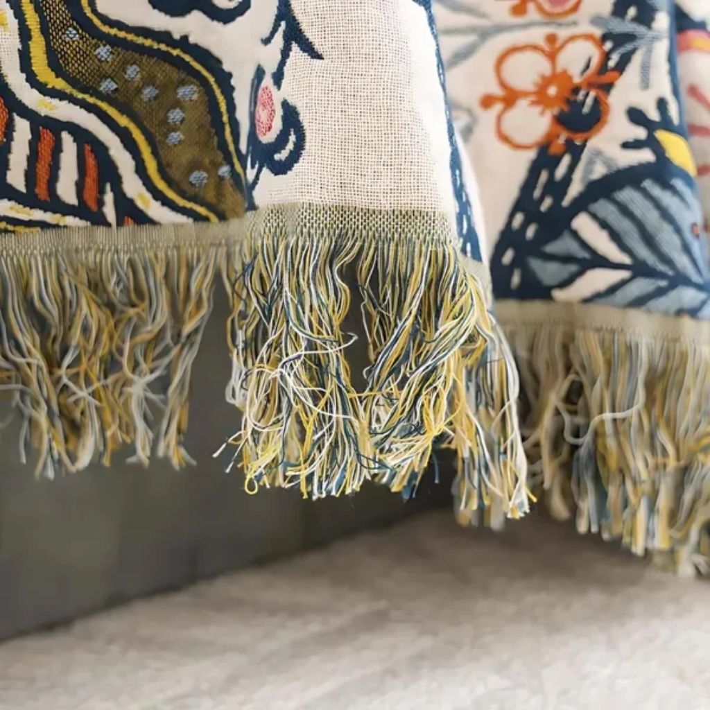 Reversible Floral Cotton Jacquard Throw Blanket