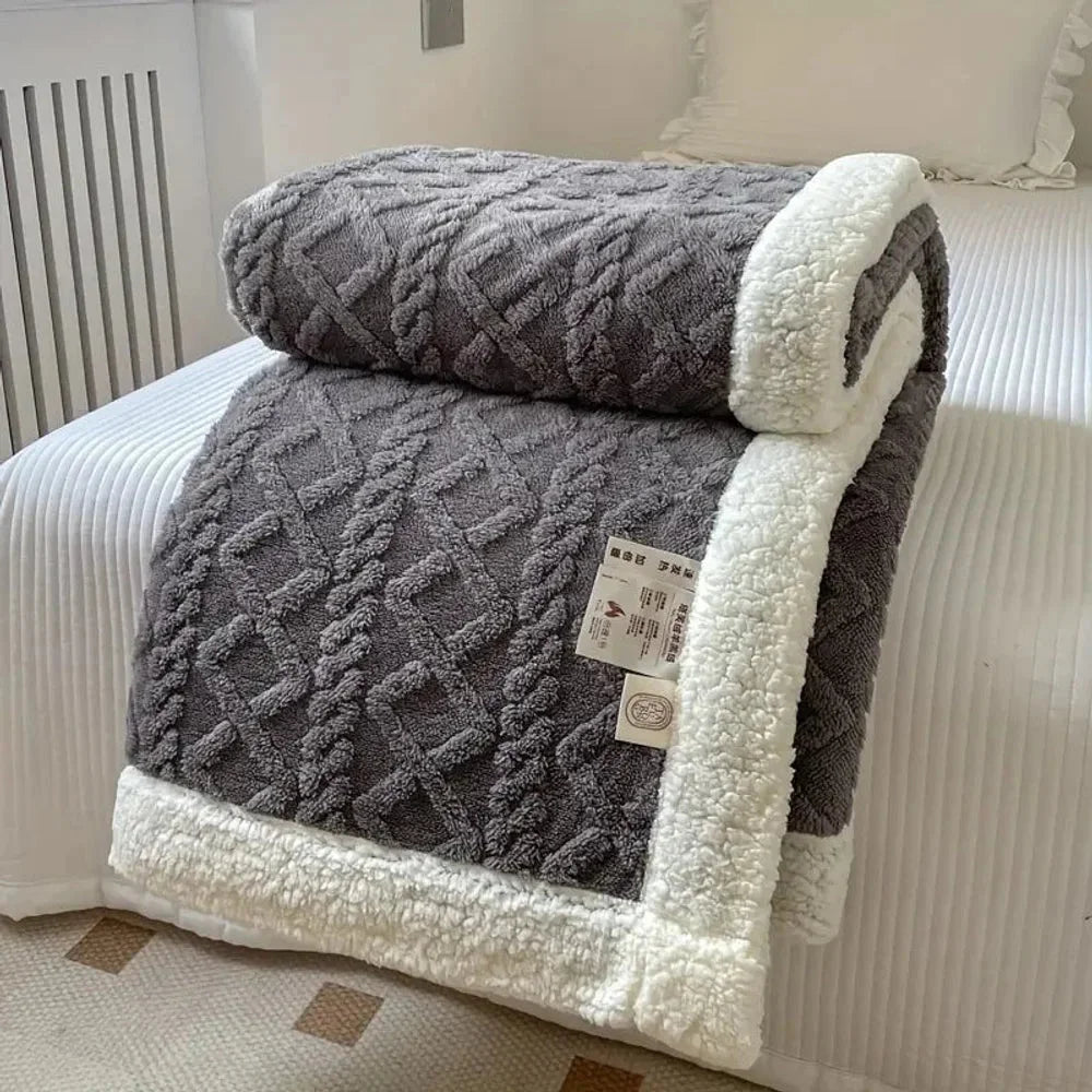 Reversible sherpa fleece blanket soft and warm throw – view 4