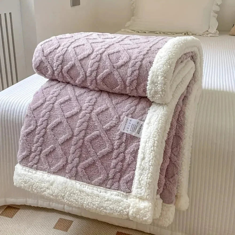 Reversible sherpa fleece blanket soft and warm throw – view 12