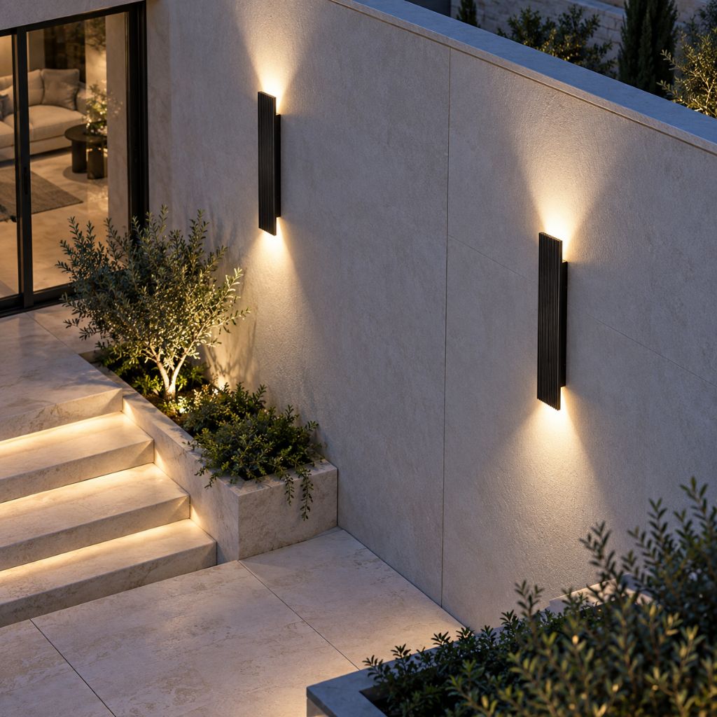 Ribbed Aluminum IP65 Up and Down LED Wall Light