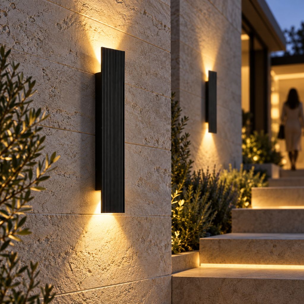 Ribbed Aluminum IP65 Up and Down LED Wall Light