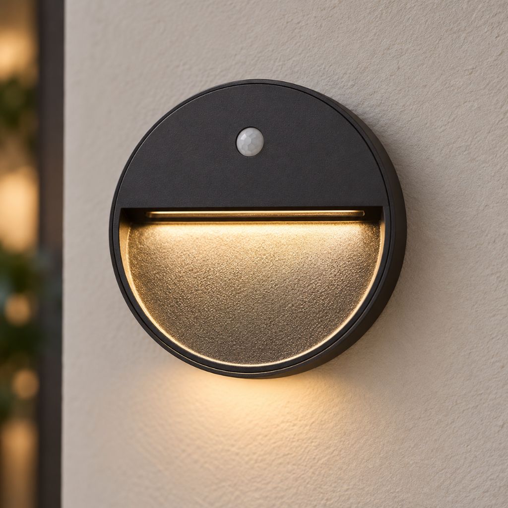 Round Aluminium LED Step Light with Sensor IP65