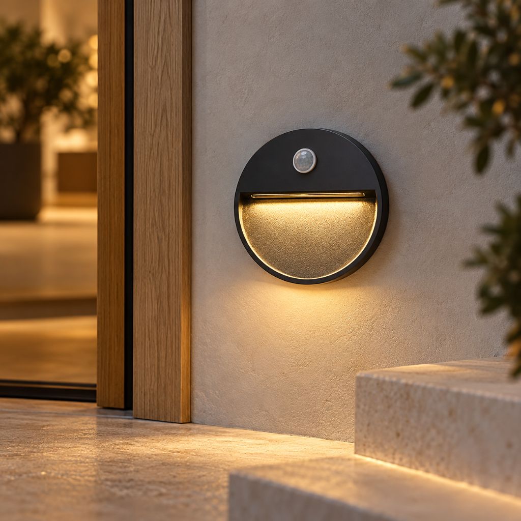 Round Aluminium LED Step Light with Sensor IP65