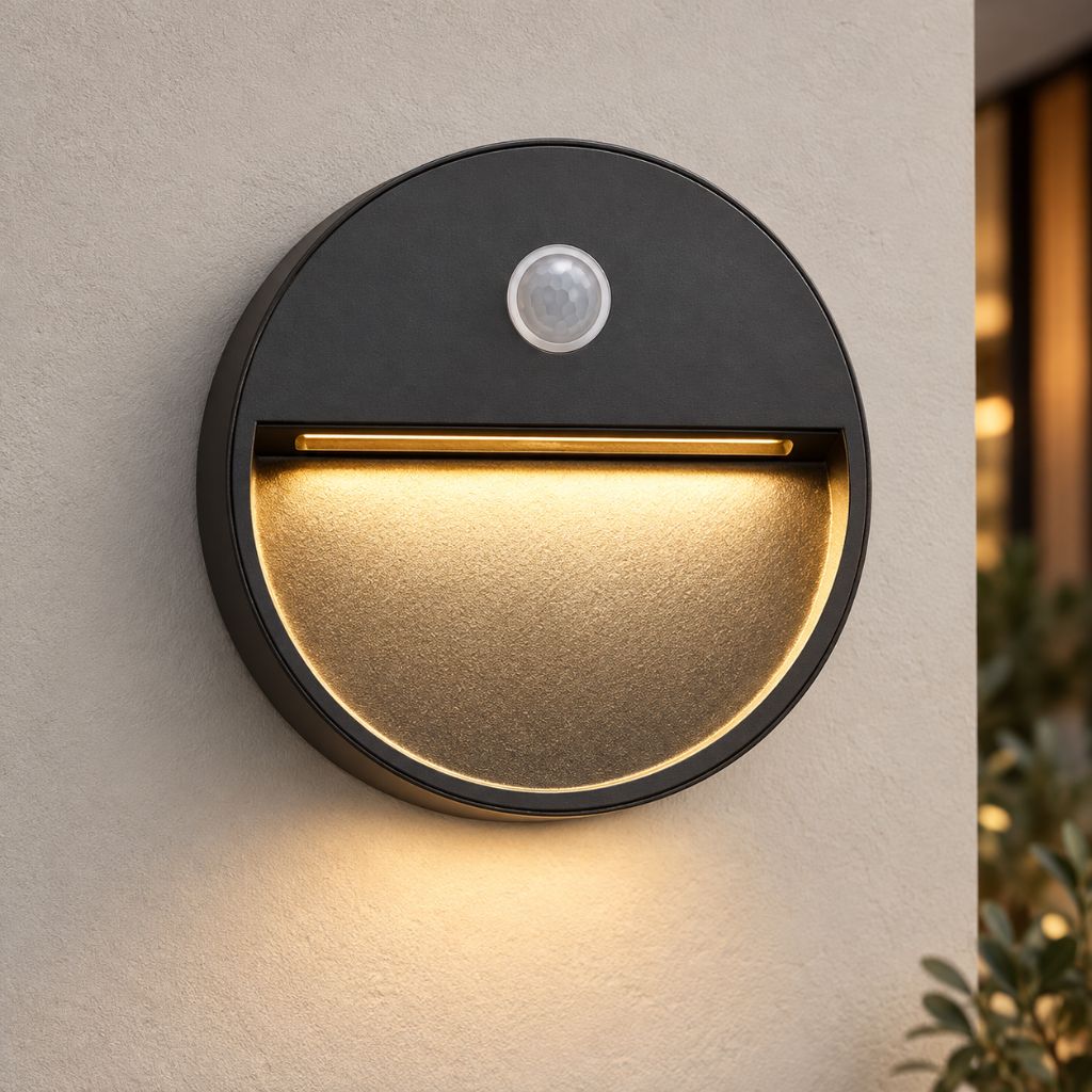 Round Aluminium LED Step Light with Sensor IP65