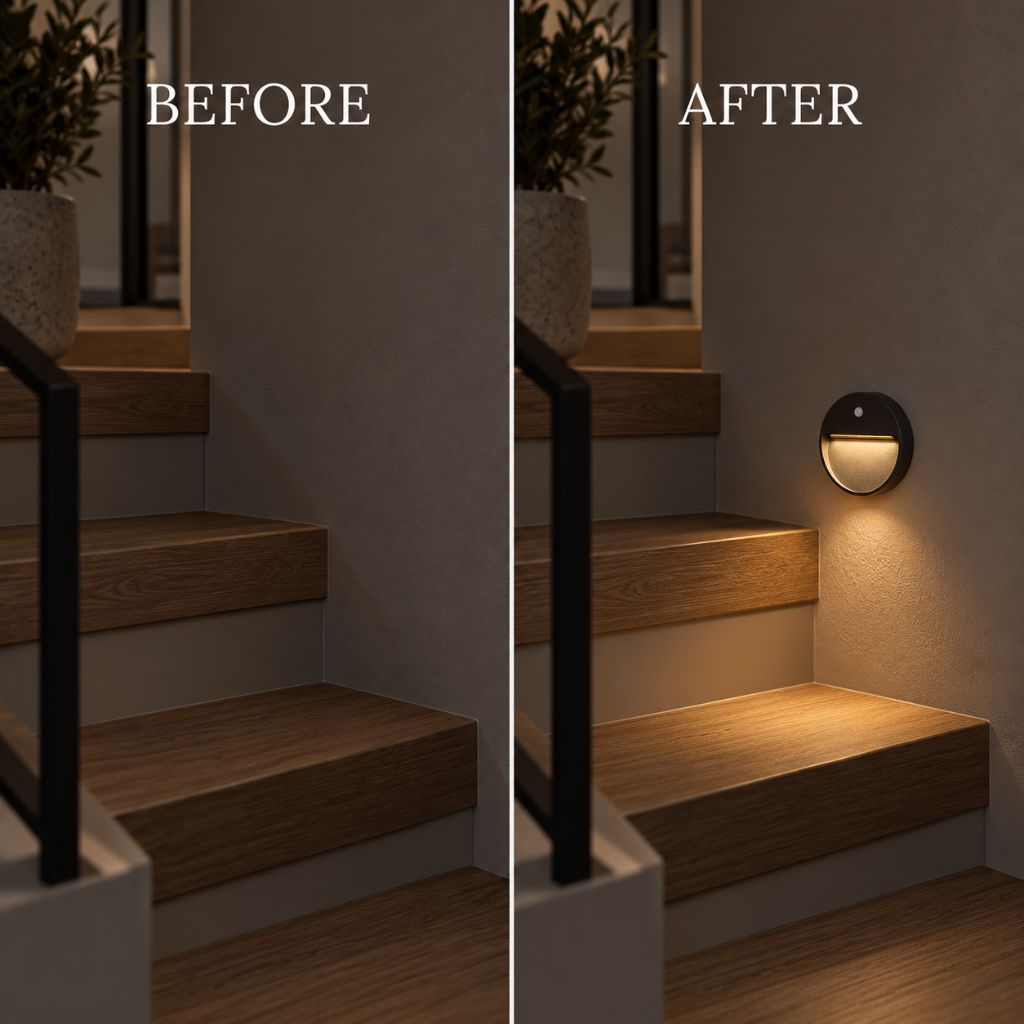 Round Aluminium LED Step Light with Sensor IP65
