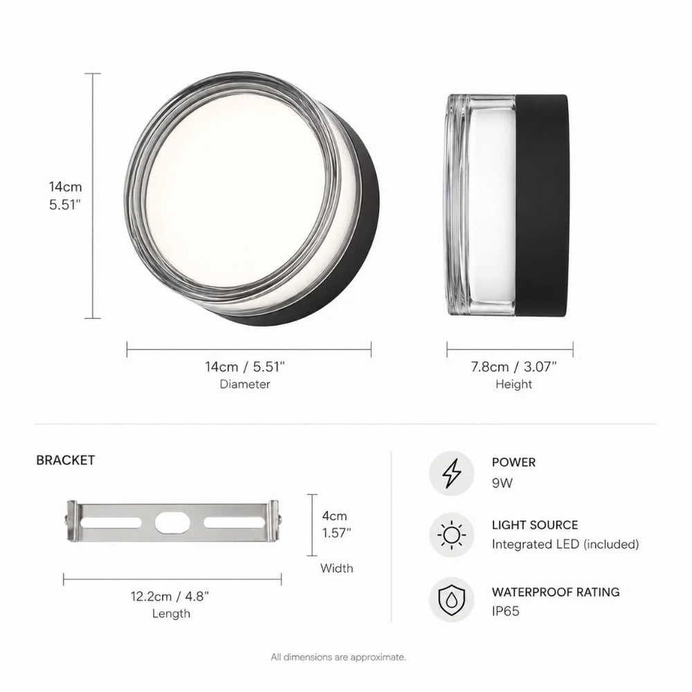Round led wall sconce ip65 cct switch indoor outdoor lamp – view 19