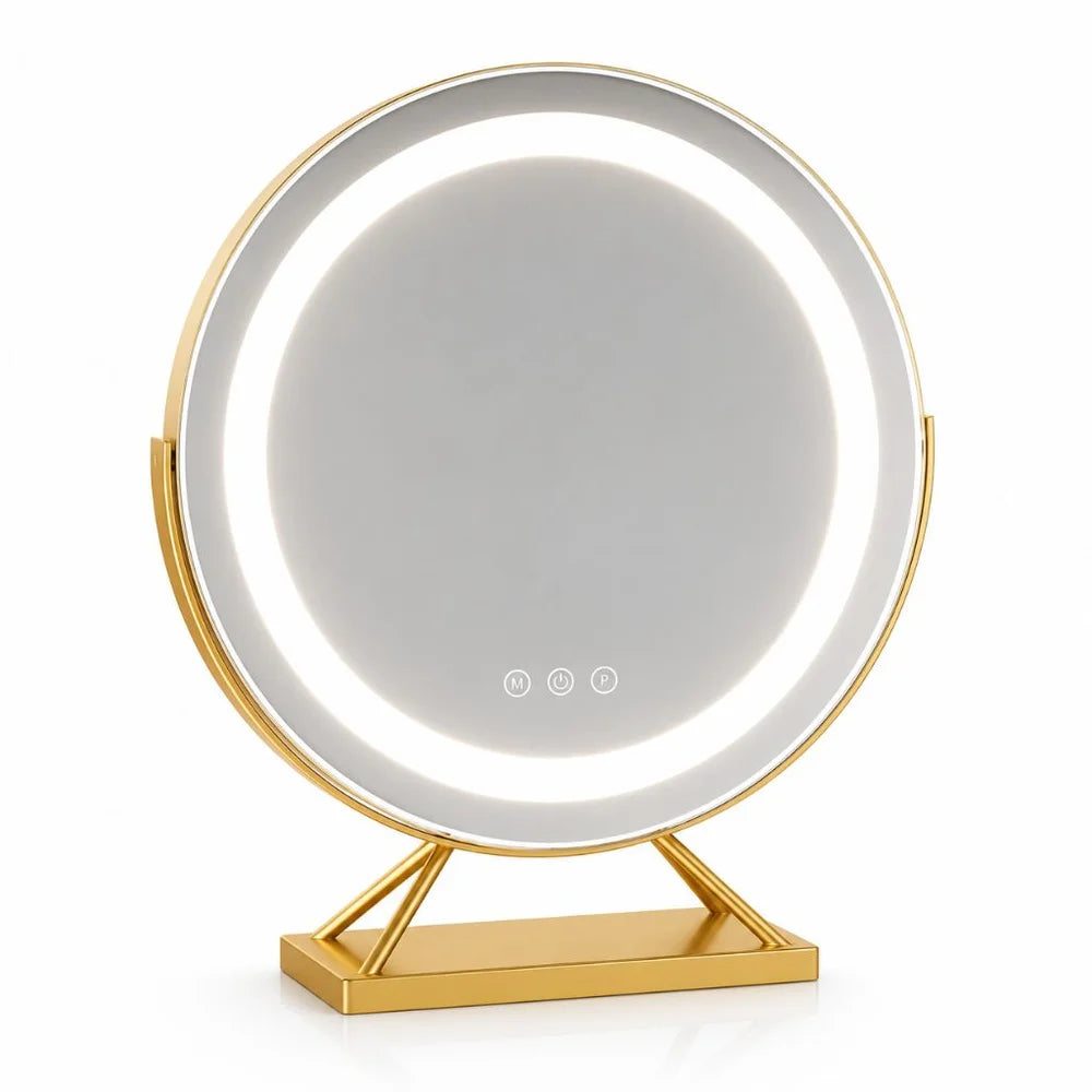 Round lighted vanity makeup mirror led dimmable 15x magnifying – view 16
