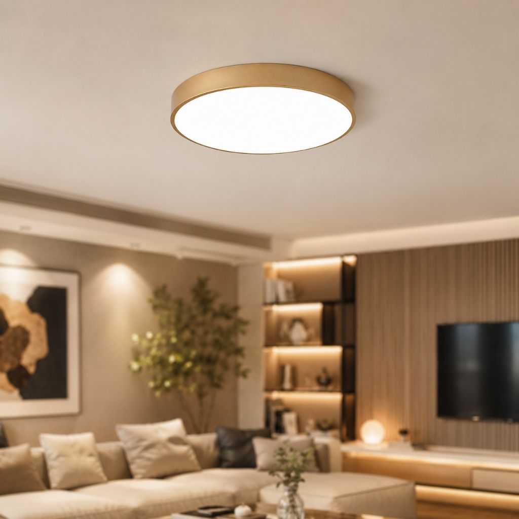 Round Slim Semi Flush Ceiling Light Fixture For Living Room