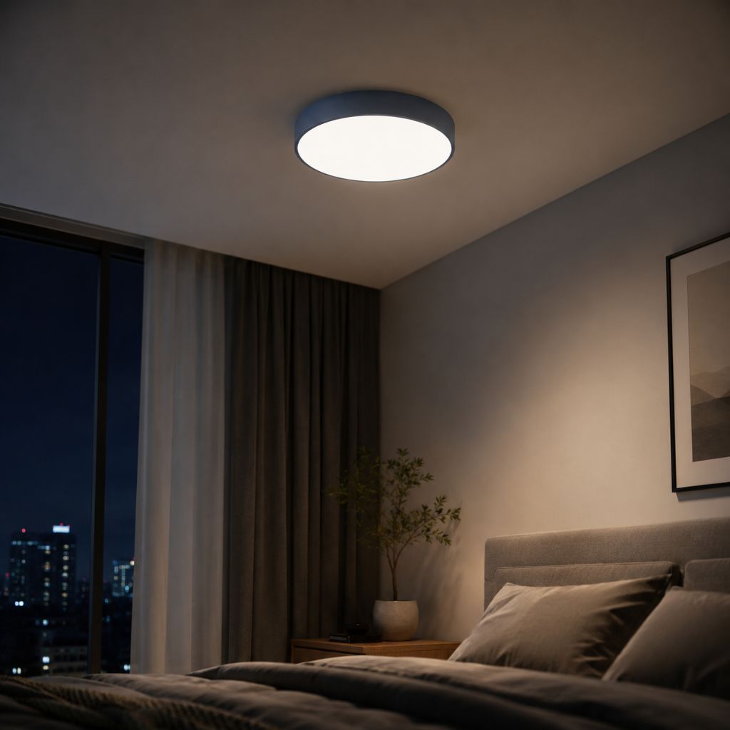 Round Slim Semi Flush Ceiling Light Fixture For Living Room