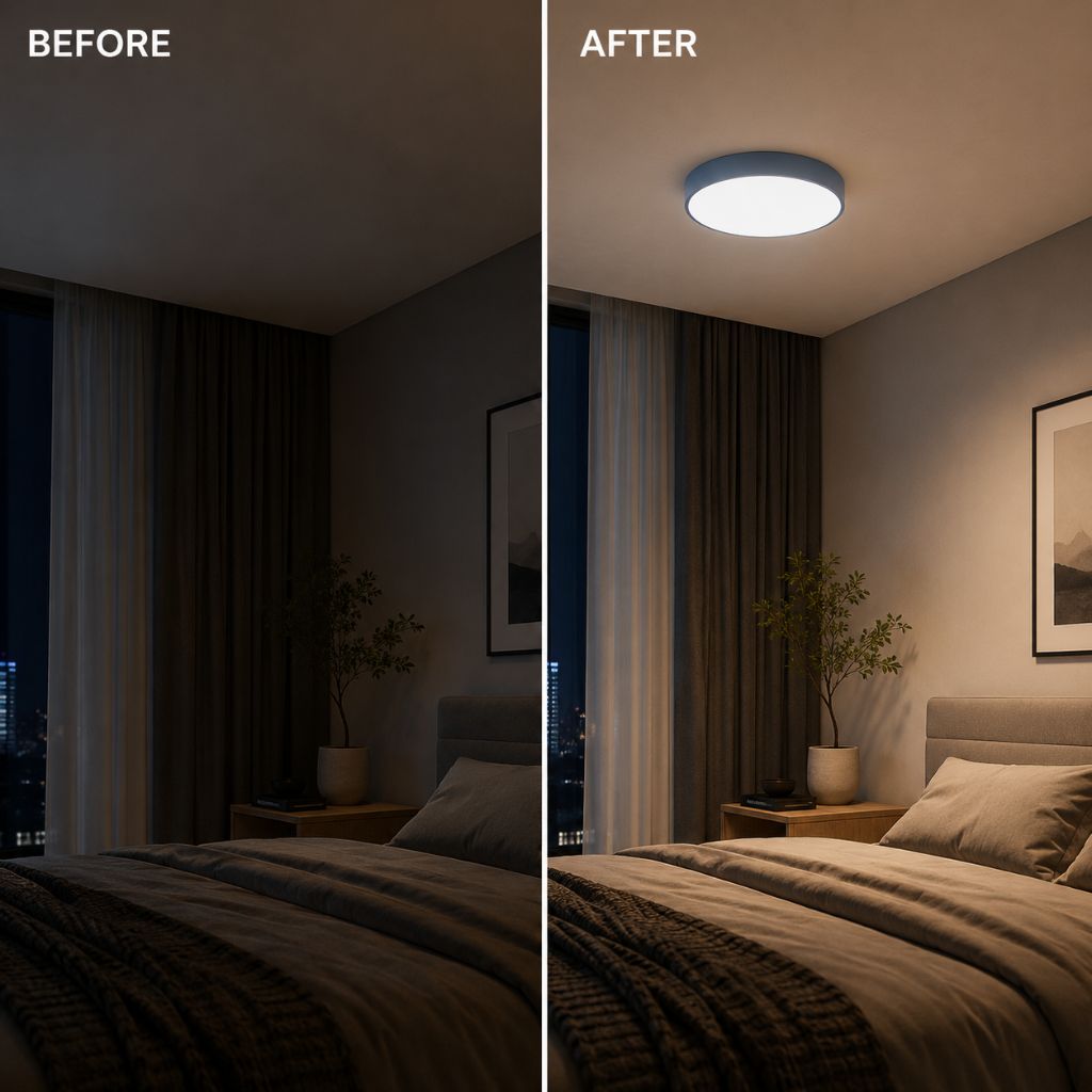 Round Slim Semi Flush Ceiling Light Fixture For Living Room