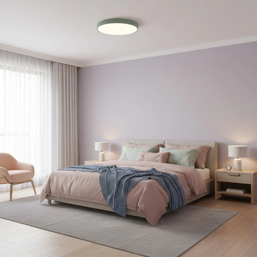 Round Slim Semi Flush Ceiling Light Fixture For Living Room