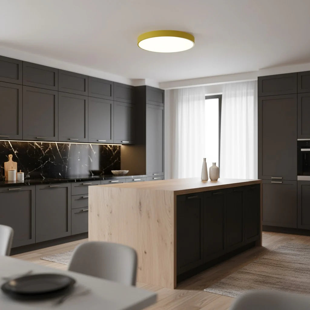 Round Slim Semi Flush Ceiling Light Fixture For Living Room