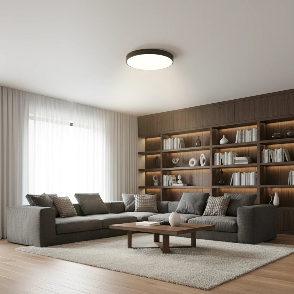 Round Slim Semi Flush Ceiling Light Fixture For Living Room