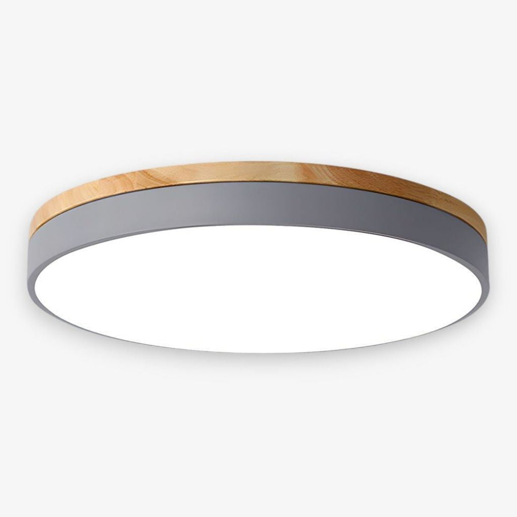 Round Wood Flush Mount Ceiling Light with LED