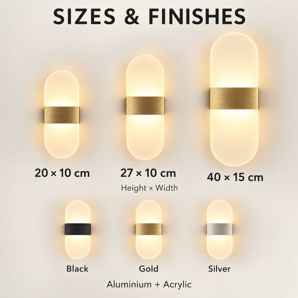 Rounded Acrylic LED Wall Light with Aluminium Centre Band