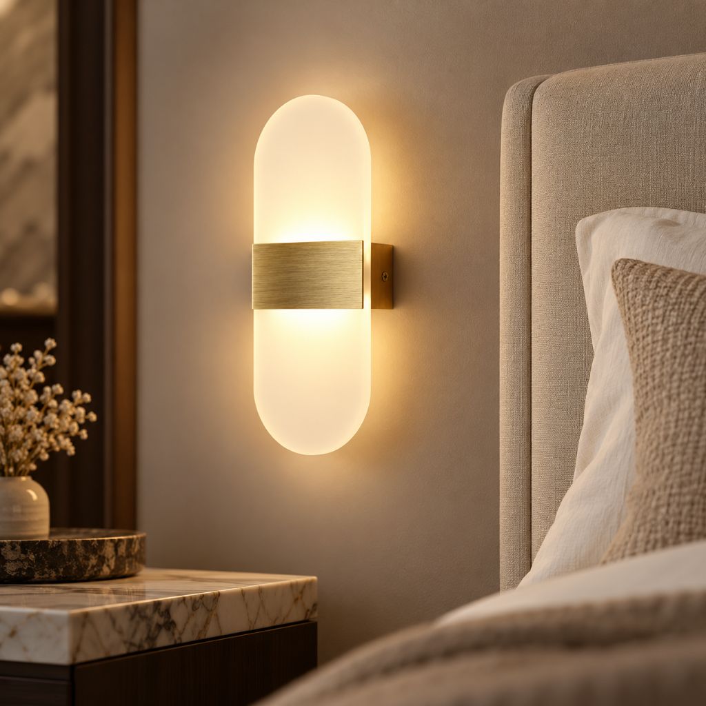 Rounded Acrylic LED Wall Light with Aluminium Centre Band