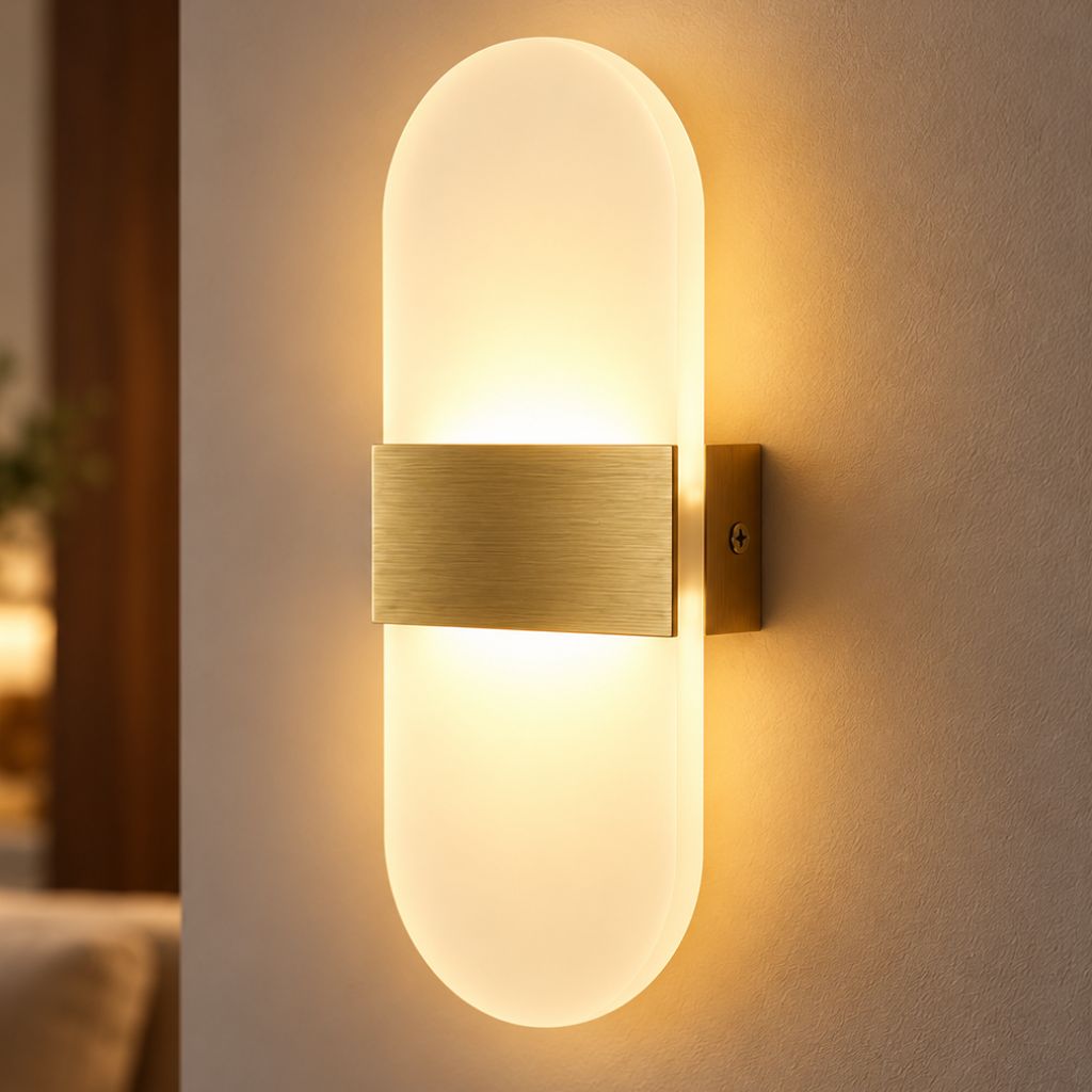 Rounded Acrylic LED Wall Light with Aluminium Centre Band