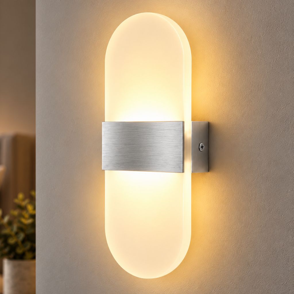 Rounded Acrylic LED Wall Light with Aluminium Centre Band