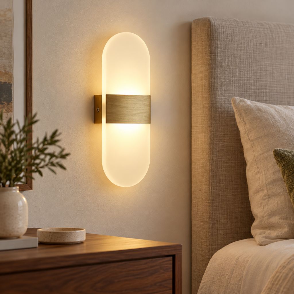 Rounded Acrylic LED Wall Light with Aluminium Centre Band