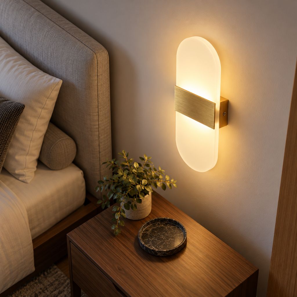 Rounded Acrylic LED Wall Light with Aluminium Centre Band