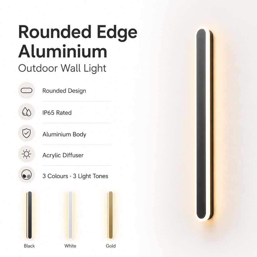 Rounded Edge Aluminium Outdoor Wall Light